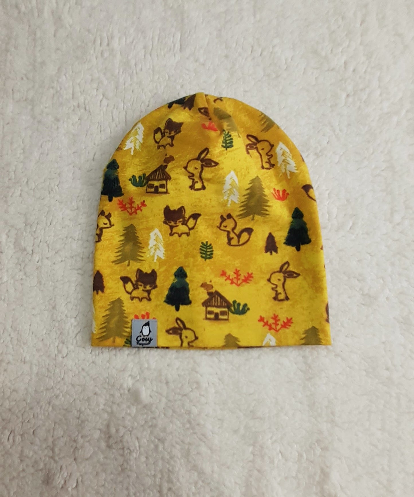 Organic Woodland Ochre Autumn Colour double layer Beanie/Hat