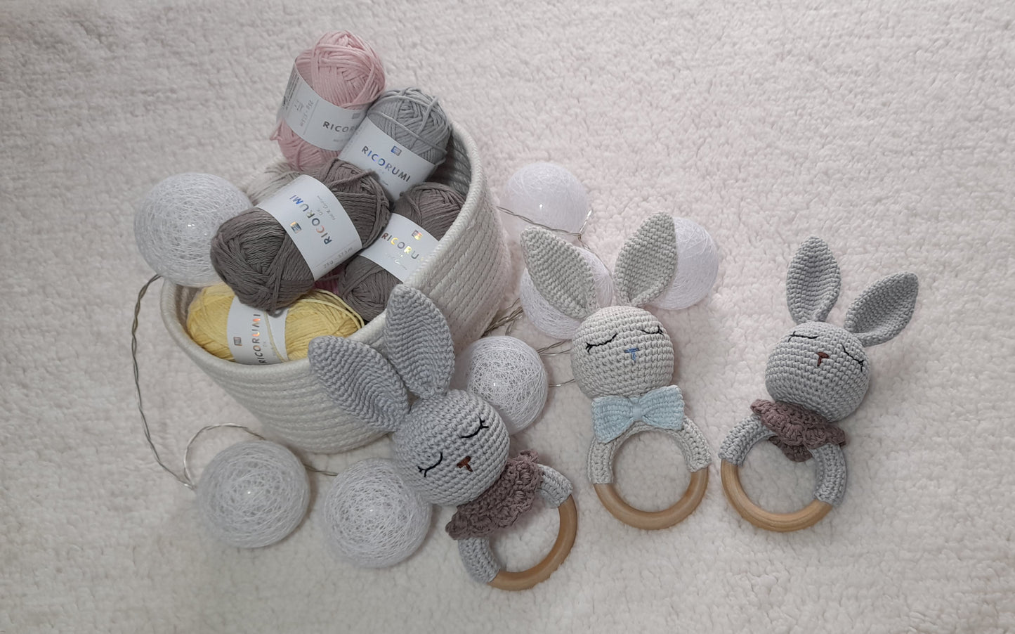 Handmade Baby Rattle - Crochet Baby Rattle - Baby Sensory Toy - New Baby Rattle - Amigurumi Baby Rattle - New Baby Gift - Bunny