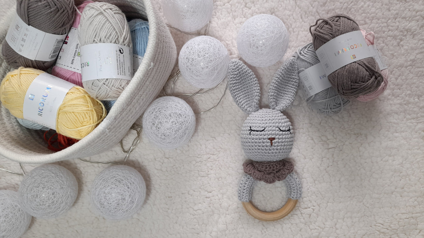 Handmade Baby Rattle - Crochet Baby Rattle - Baby Sensory Toy - New Baby Rattle - Amigurumi Baby Rattle - New Baby Gift - Bunny