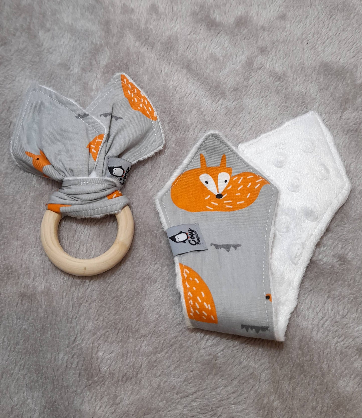 Gift Set D - set of 3 - Reversible bib, Bib and Small Wooden Ring