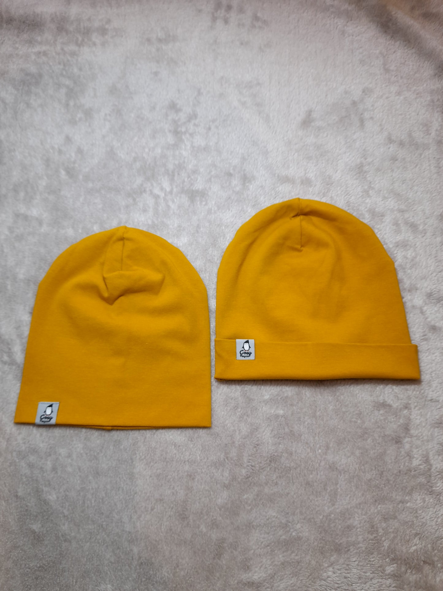 Organic Mustard double layer Beanie/Hat