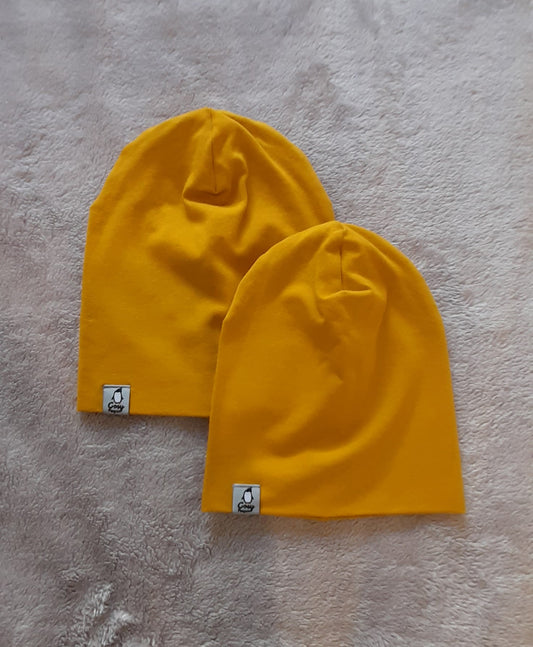 Organic Mustard double layer Beanie/Hat