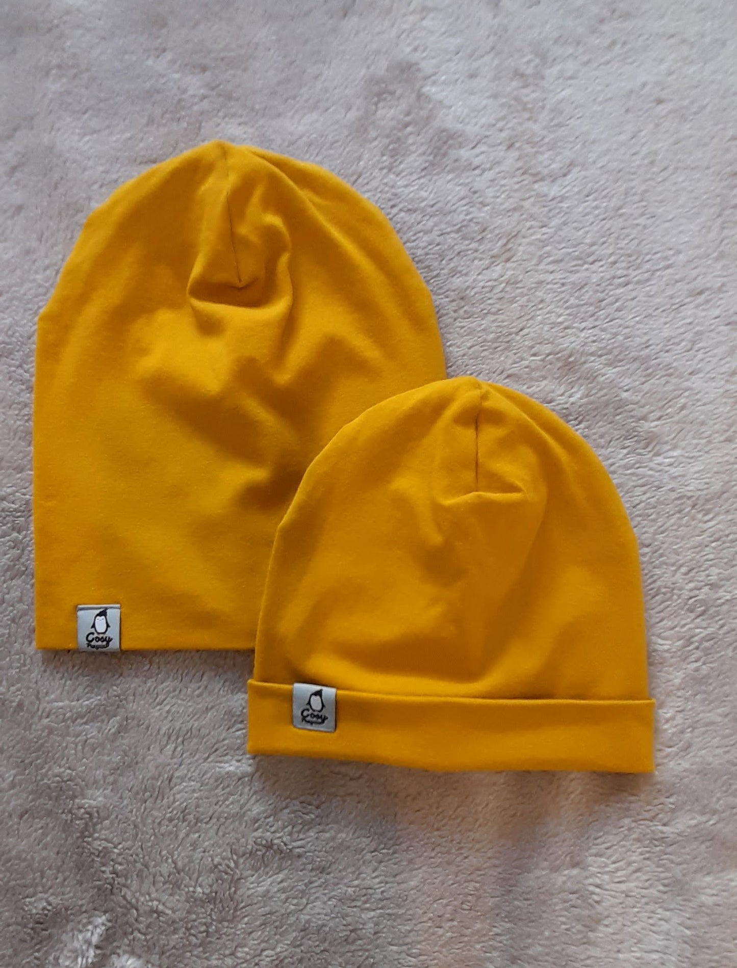 Organic Mustard double layer Beanie/Hat