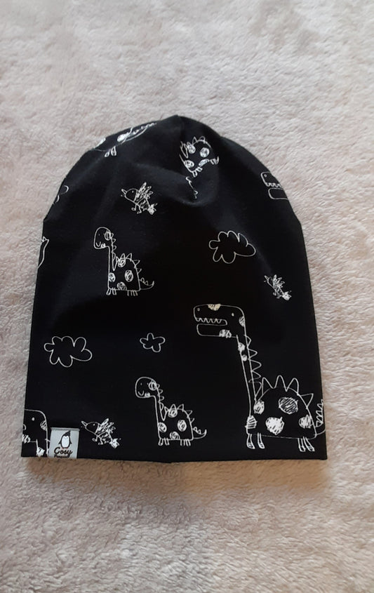 Dinosaurs - Black double layer Beanie/Hat