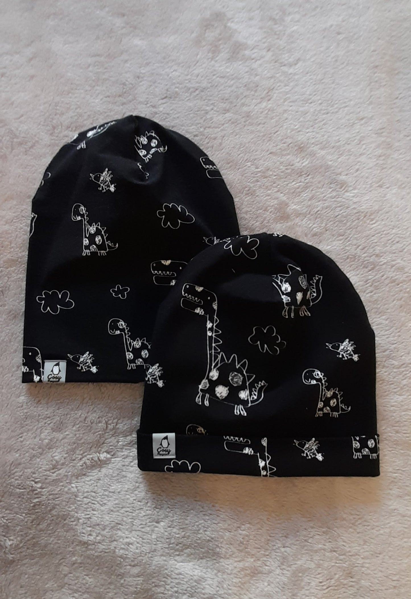 Dinosaurs - Black double layer Beanie/Hat