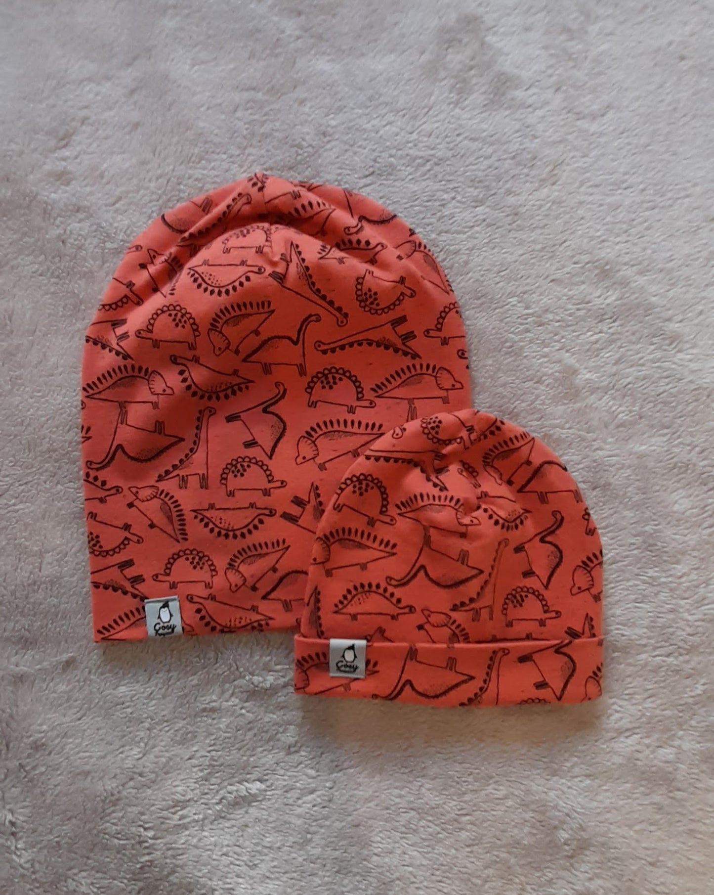 Dinosaurs - Rust double layer Beanie/Hat