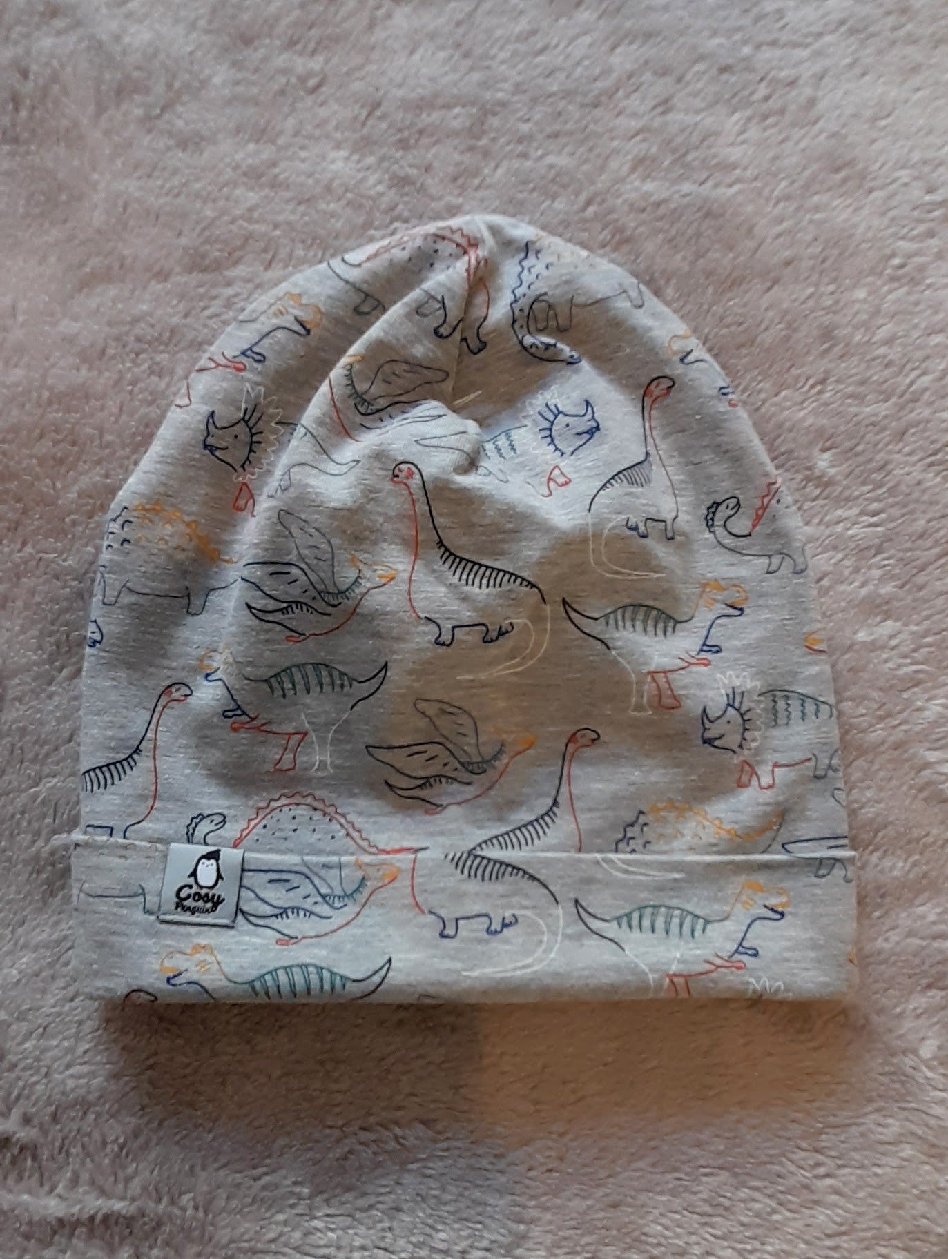 Cartoon Dinosaurs - Light grey double layer Beanie/Hat